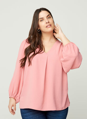 blouse met pofmouwen, Brandied Apricot, Model image number 0
