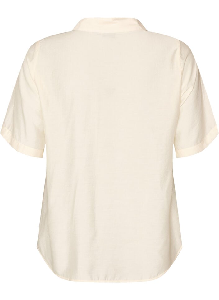 Blouse met ellebooglange mouwen en bloemenaccenten, Beige, Packshot image number 1