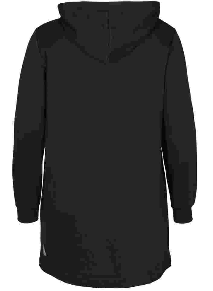 Lang sweatshirt met capuchon, Black, Packshot image number 1