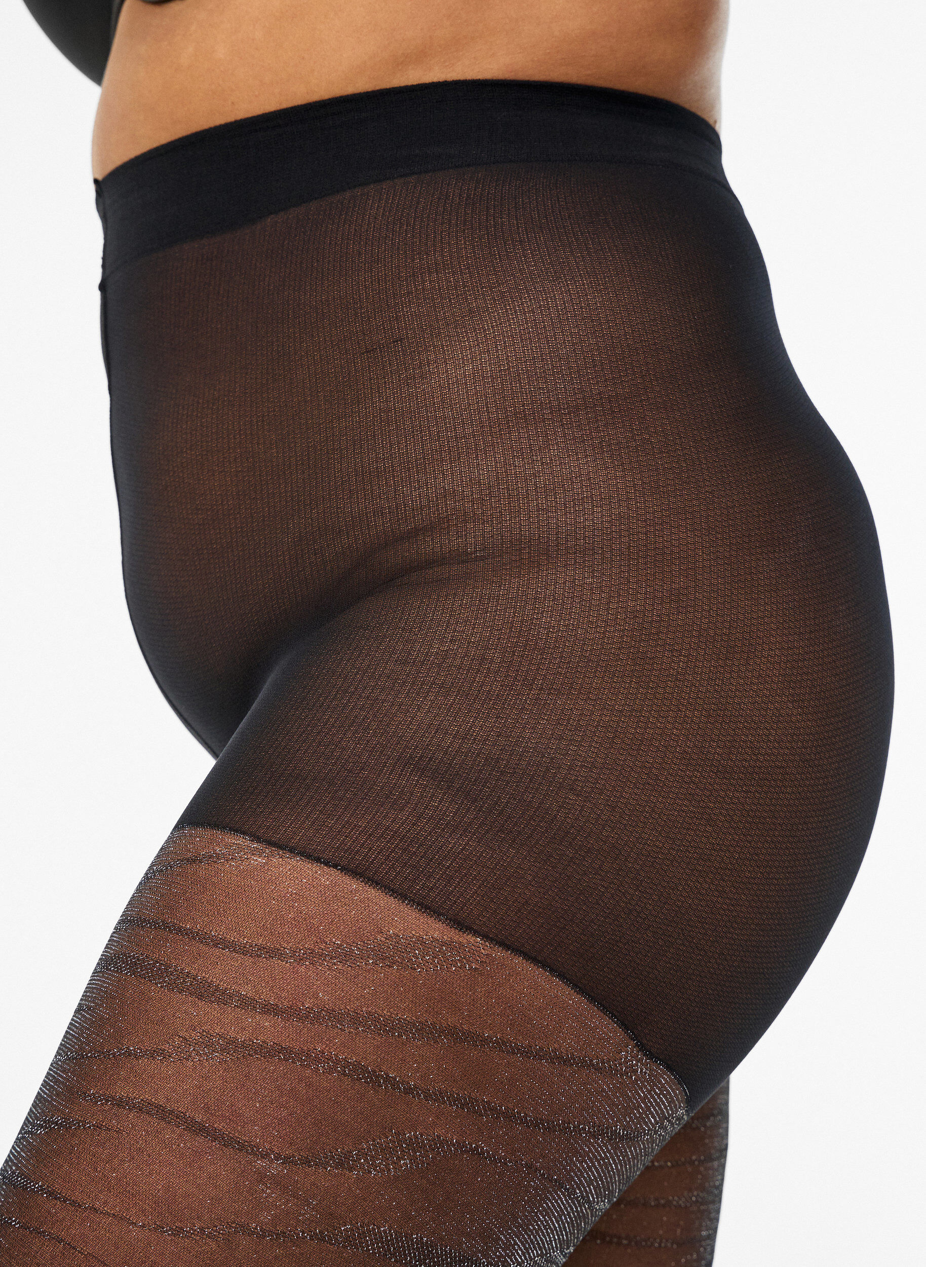 ZizziPanties met glinsterende zebra en 30 denier, Zwart, Model image number 2