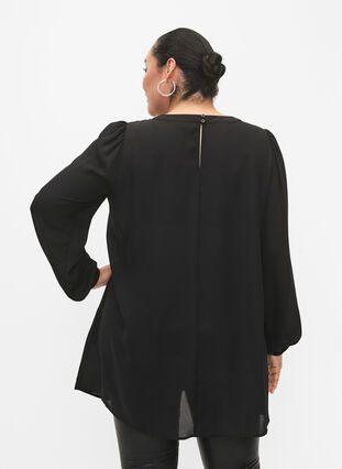 Tunique à manches longues avec des strass, Black, Model image number 1