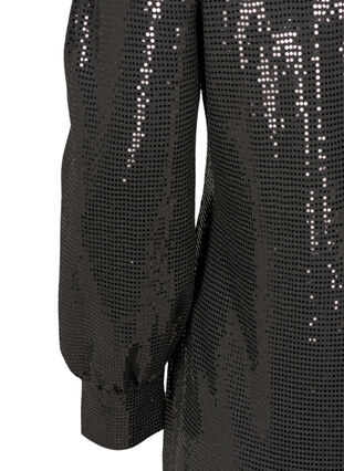 Robe à sequins avec une fente et des manches 3/4 , Black, Packshot image number 2