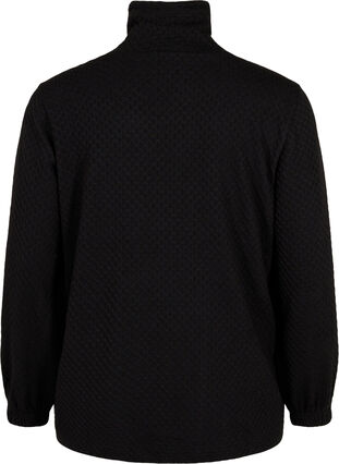 Sweatshirt met hoge hals en verstelbaar elastisch koord, Black, Packshot image number 1