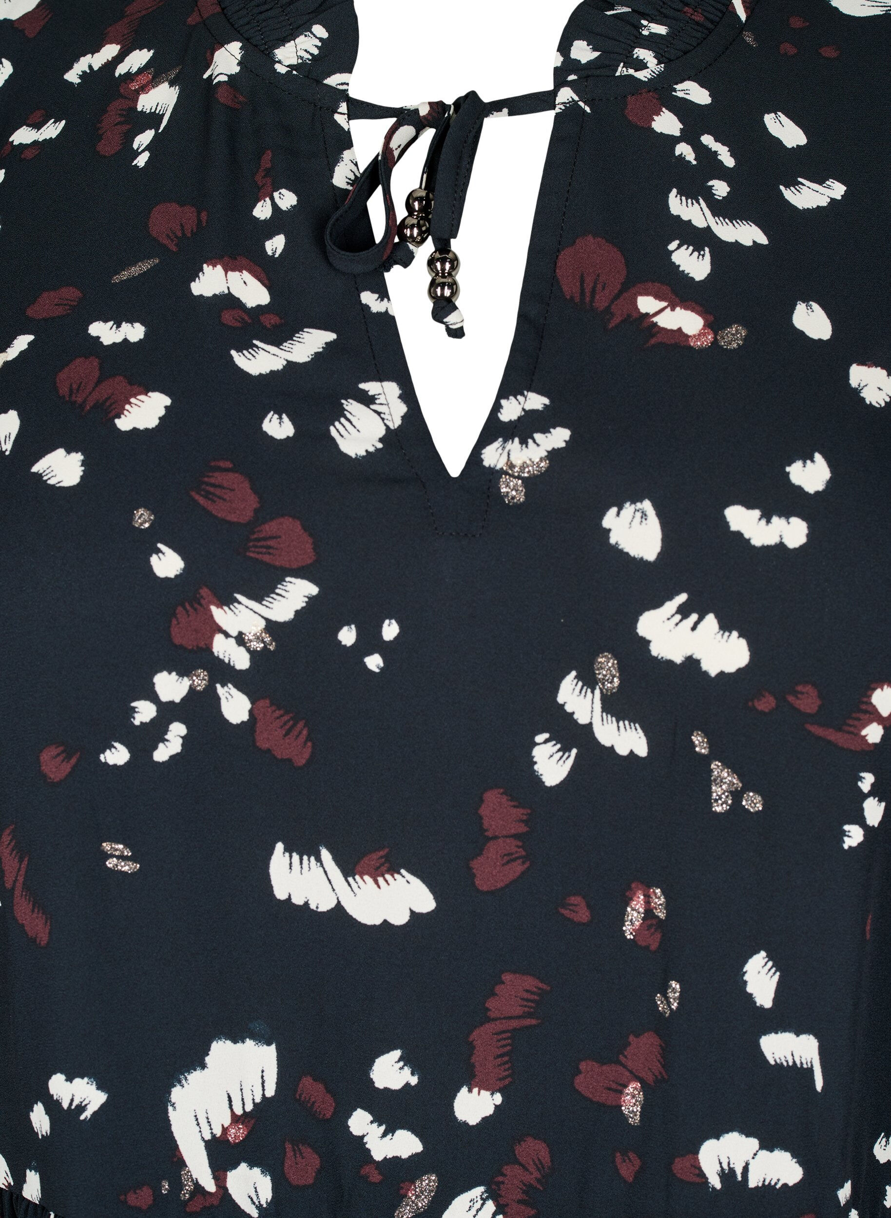 ZizziTuniek met print en een ruchekraag, Black AOP Print, Packshot image number 2