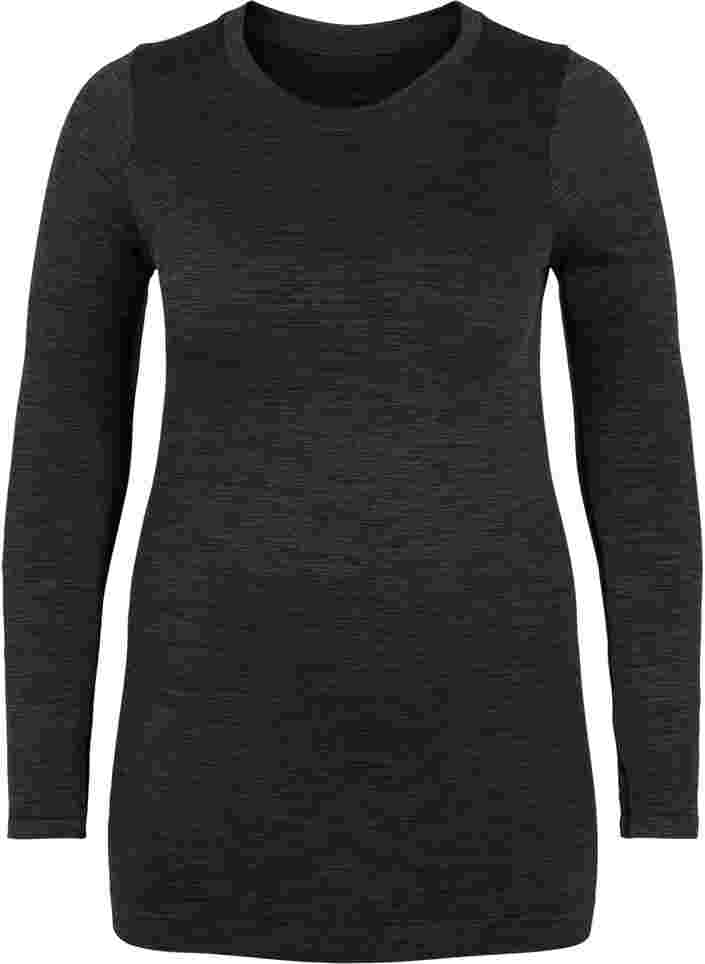 Gemêleerd naadloos ski-onderhemd, Dark Grey Melange, Packshot image number 0