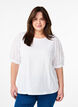 T-shirt avec des manches en broderie anglaise, Blanc, Model image number 0