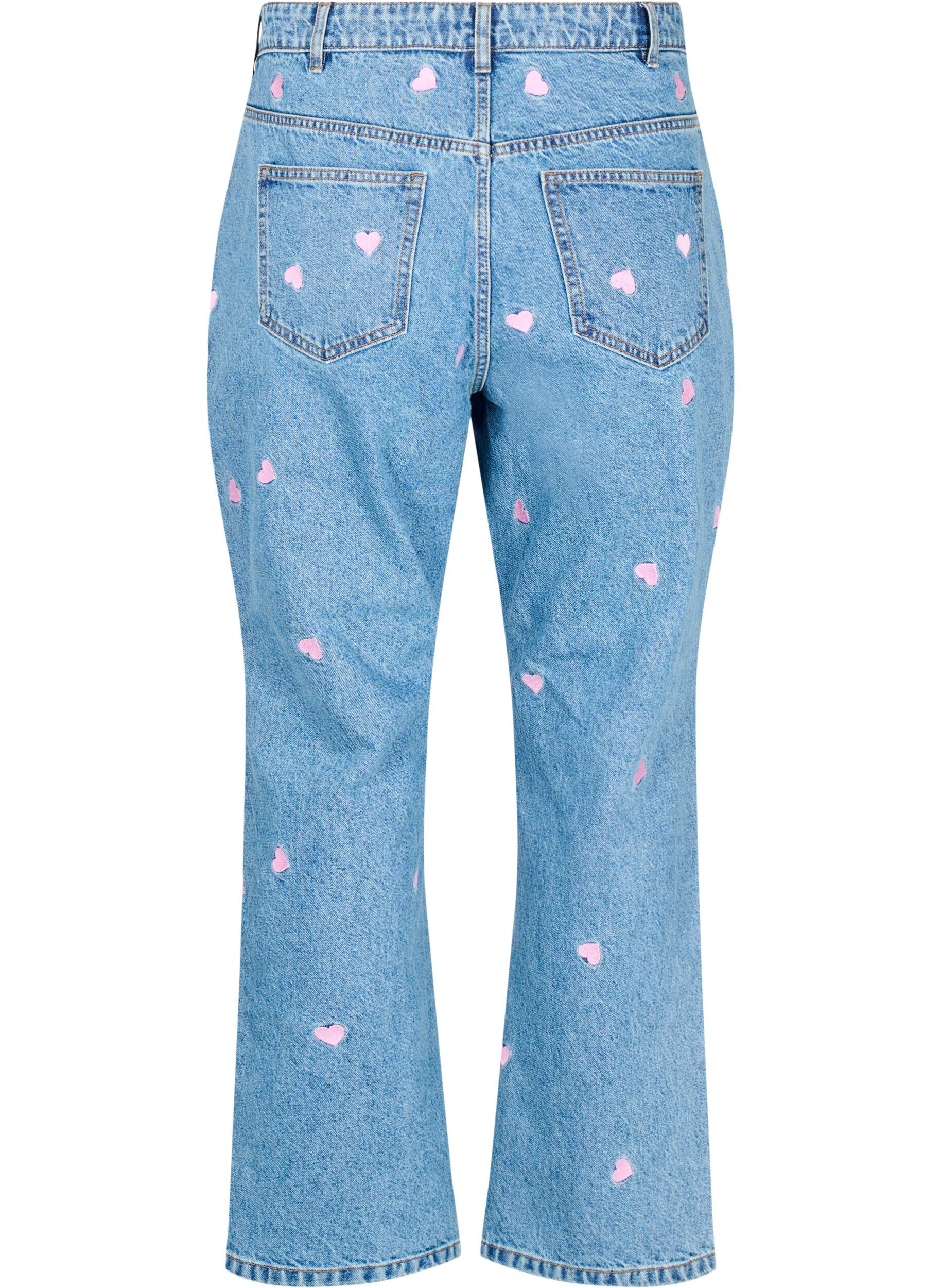 Zizzi Jean Gemma &agrave; taille haute et &agrave; d&eacute;cor l&egrave;vres, Bleu, Packshot image number 1