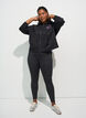 Hoodie met ritssluiting en borstprint, Zwart, Model image number 1
