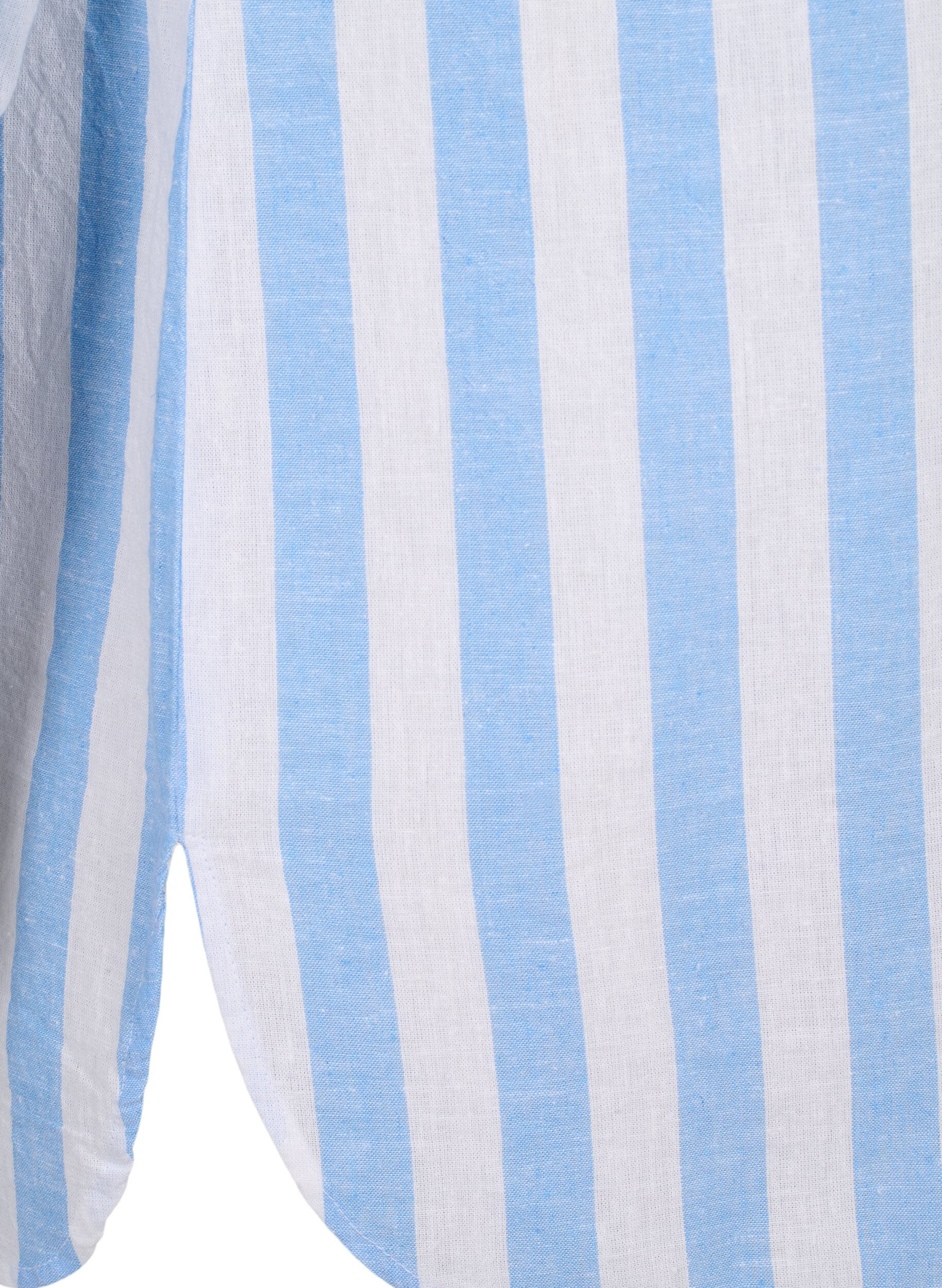 ZizziLang shirt van linnen en katoen, Blue White Stripe, Packshot image number 3