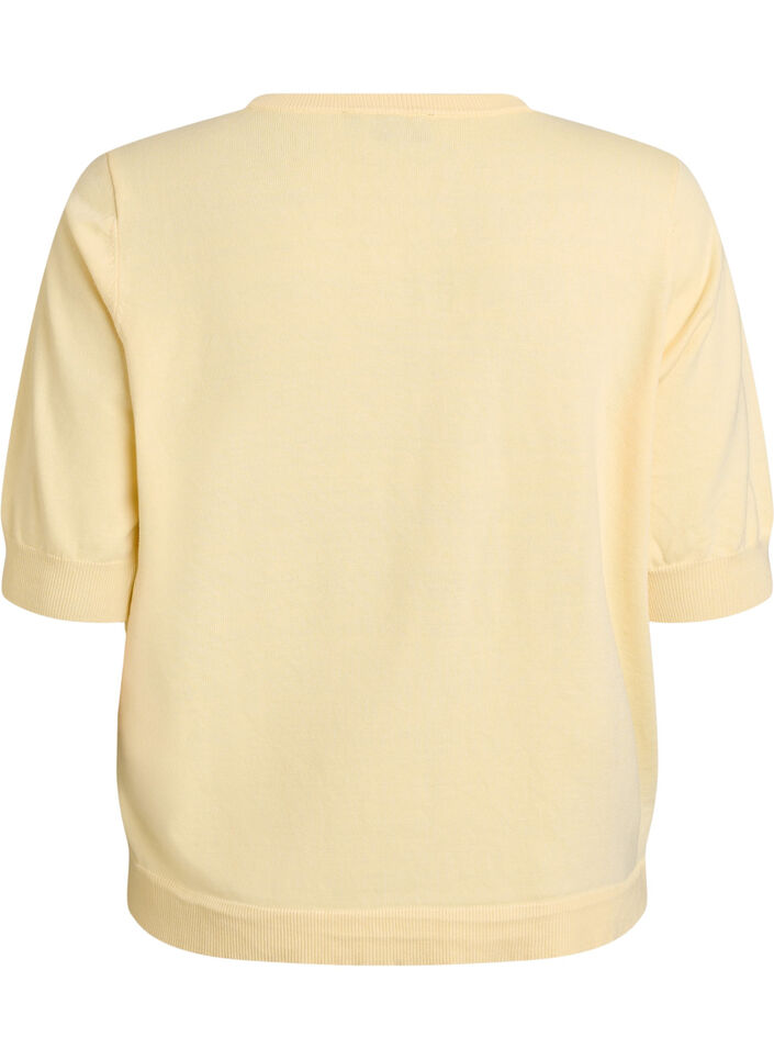 Blouse en fine maille &agrave; manches courtes, Jaune clair, Packshot image number 1