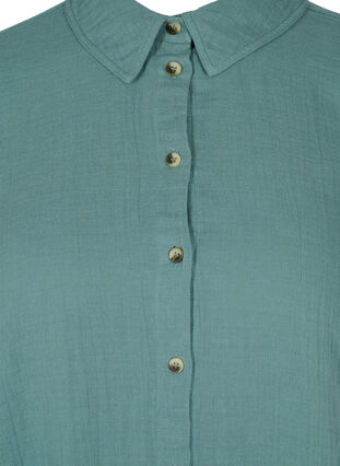 Lange katoenen blouse met een klassieke kraag, Sagebrush Green, Packshot image number 2