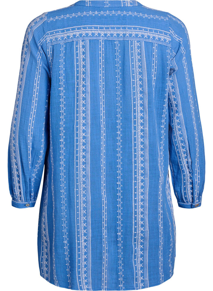 Tunic met geborduurd patroon, Blauw, Packshot image number 1