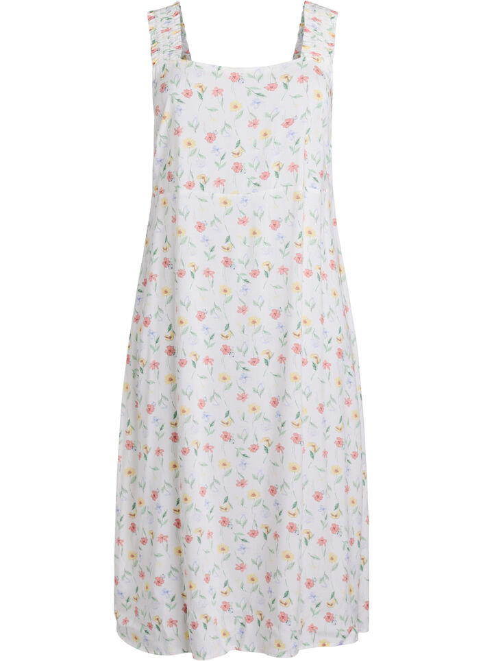 Robe d'&eacute;t&eacute; avec bretelles larges, Blanc, Packshot image number 0