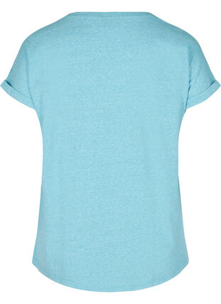 Gemêleerd katoenen t-shirt, River Blue Melange, Packshot image number 1