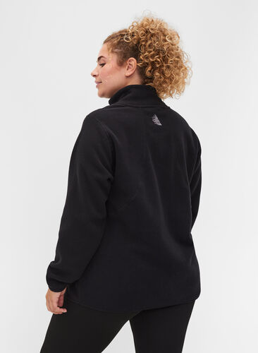 Veste polaire avec poches et zip, Black, Model image number 1