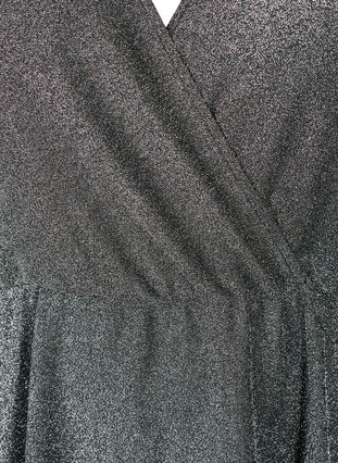 Robe scintillante avec aspect enveloppant et manches longues, Black Silver, Packshot image number 2