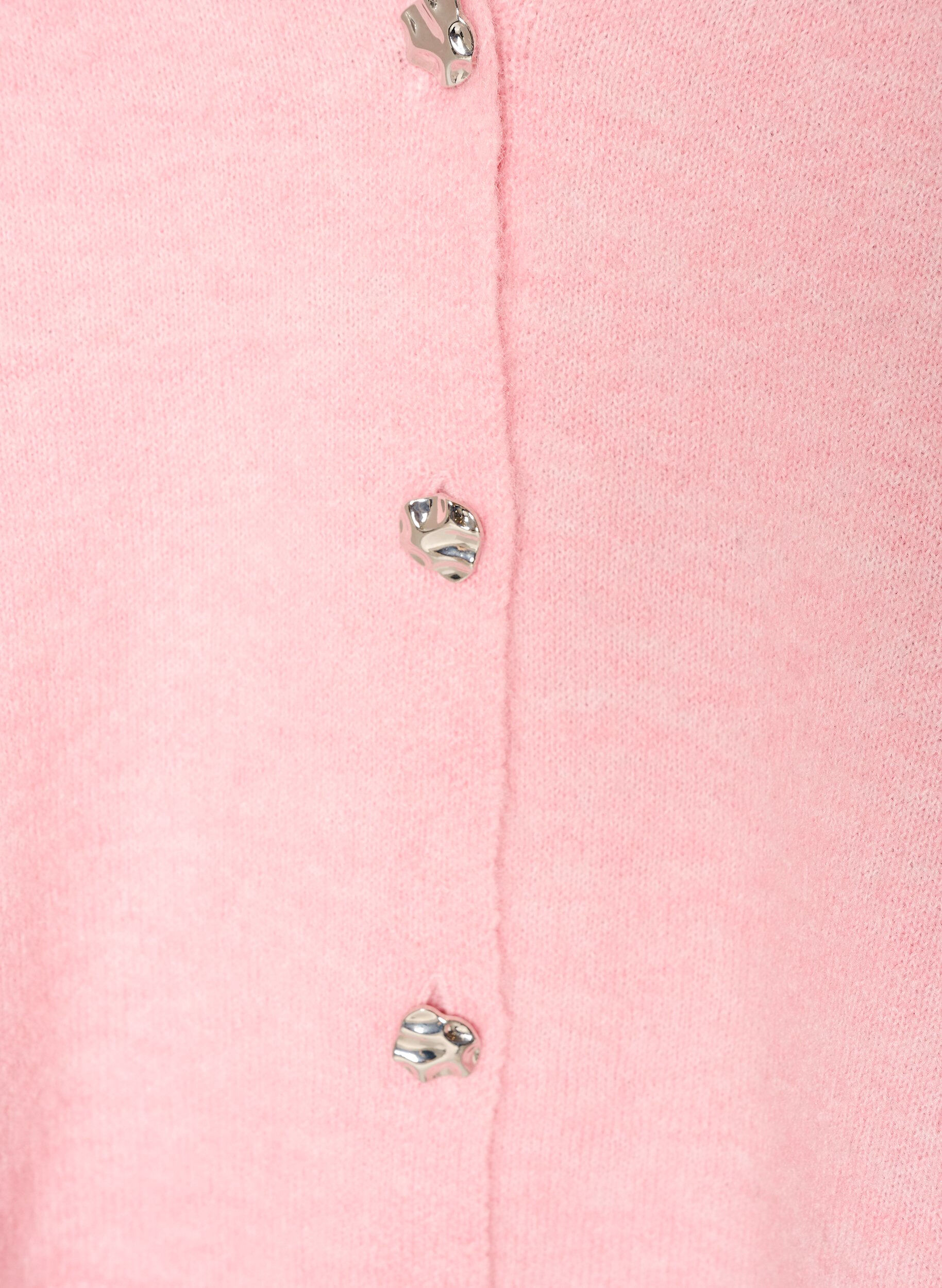 ZizziGebreid gilet met V-hals en decoratieve knopen, Roze, Packshot image number 2