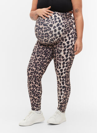 Legging de grossesse avec imprimé léopard, Black Leo AOP, Model image number 2