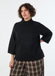 Gebreide blouse van een viscosemix met col, Zwart, Model image number 0