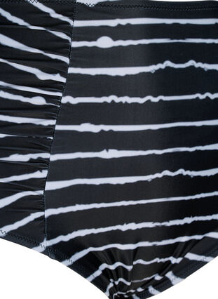Bas de bikini à rayée avec taille haute, Black White Stripe, Packshot image number 2