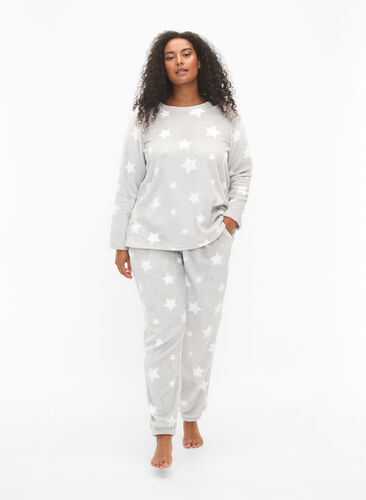Pantalon souple avec imprimé étoiles, Grey Star, Model image number 0
