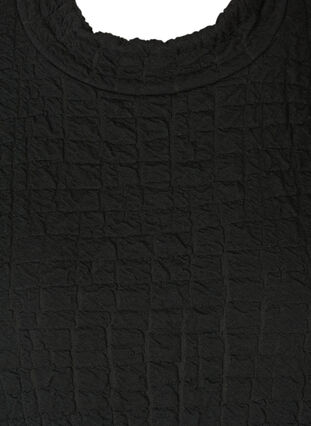 Robe trapèze texturée à manches courtes, Black, Packshot image number 2