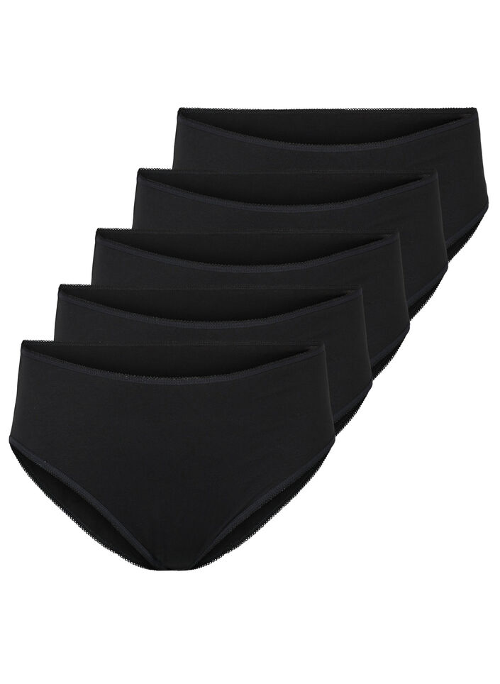 Set van 5 katoenen slips met regular waist, Black, Packshot image number 0