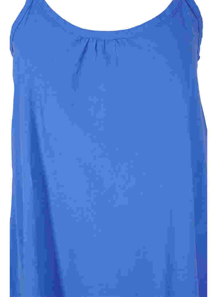 Robe en coton à fines bretelles et forme trapèze , Dazzling Blue, Packshot image number 2