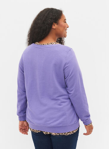 Sweat-shirt en coton avec imprimé de texte, Veronica, Model image number 0