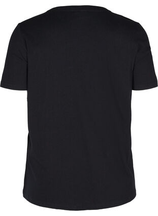 T-shirt en coton bio avec rivets, Black, Packshot image number 1
