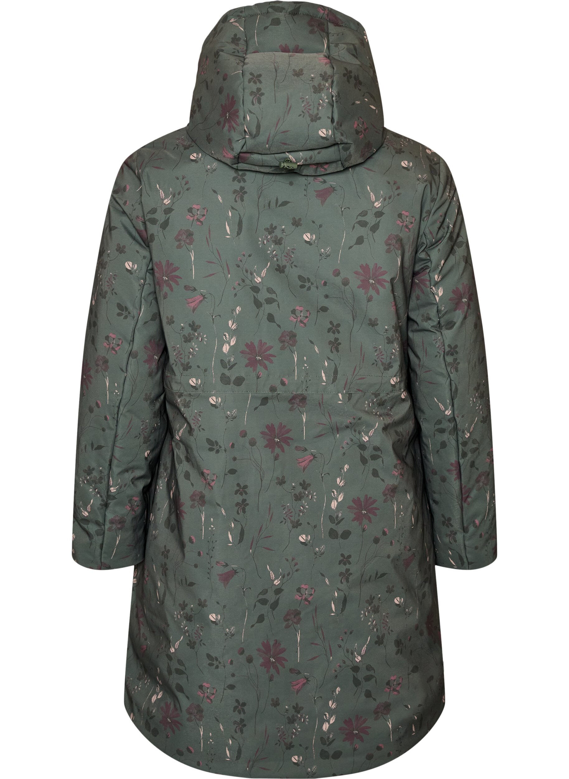 ZizziGewatteerde winterjas met bloemenprint, Groen, Packshot image number 1