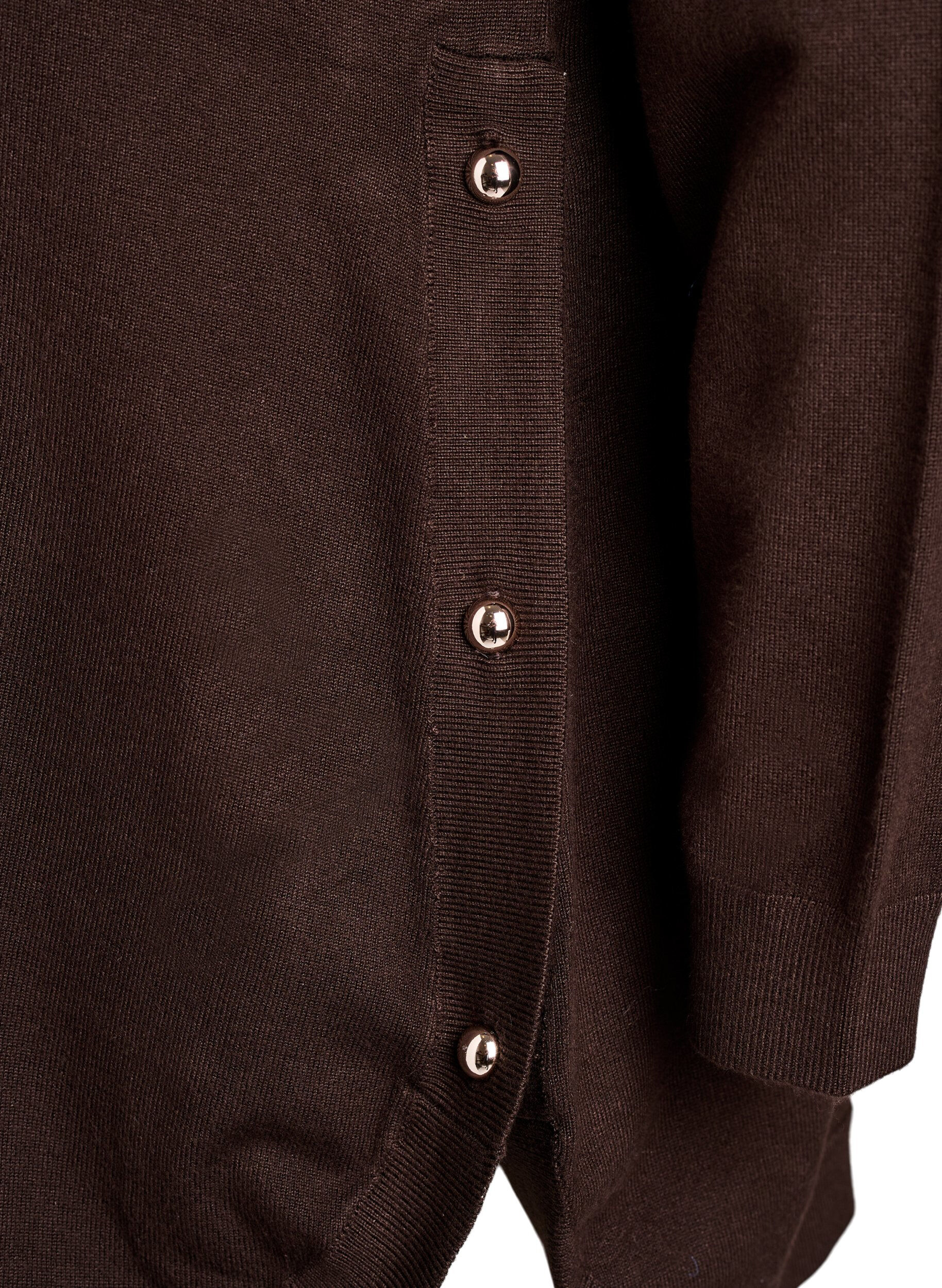 ZizziGebreide blouse met knoopsluiting aan de zijkant, Bruin, Packshot image number 3
