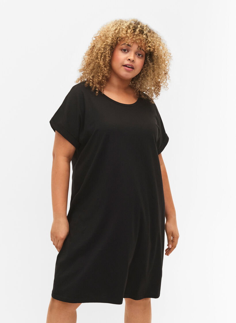 Robe en coton à manches courtes (2-pack), Black/Black, Model image number 0