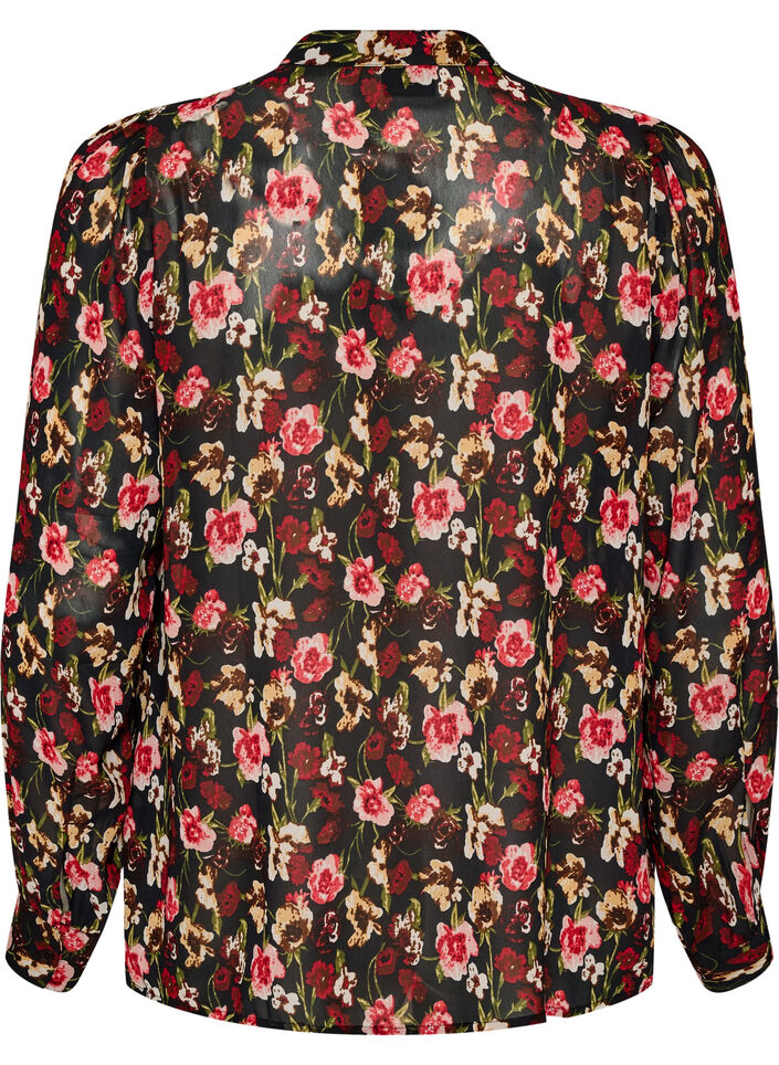 Blouse avec imprim&eacute; int&eacute;gral et patte de boutonnage courte, Rose, Packshot image number 1