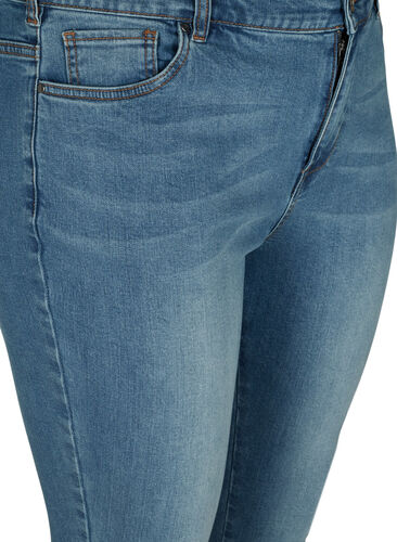 Cropped Amy jeans met hoge taille en strikje, Blue denim, Packshot image number 2