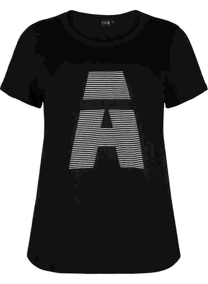 T-shirt de sport avec imprimé, Black w. stripe A, Packshot image number 0