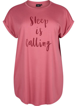Chemise de nuit à manches courtes avec imprimé de texte, Slate Rose Sleep, Packshot image number 0