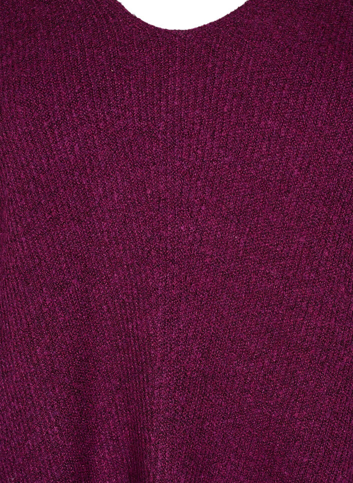 Gebreide blouse met V-hals en lange mouwen, Potent P. Black Mel., Packshot image number 2