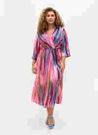 Midi-jurk met print en 3/4 mouwen, Pink AOP, Model