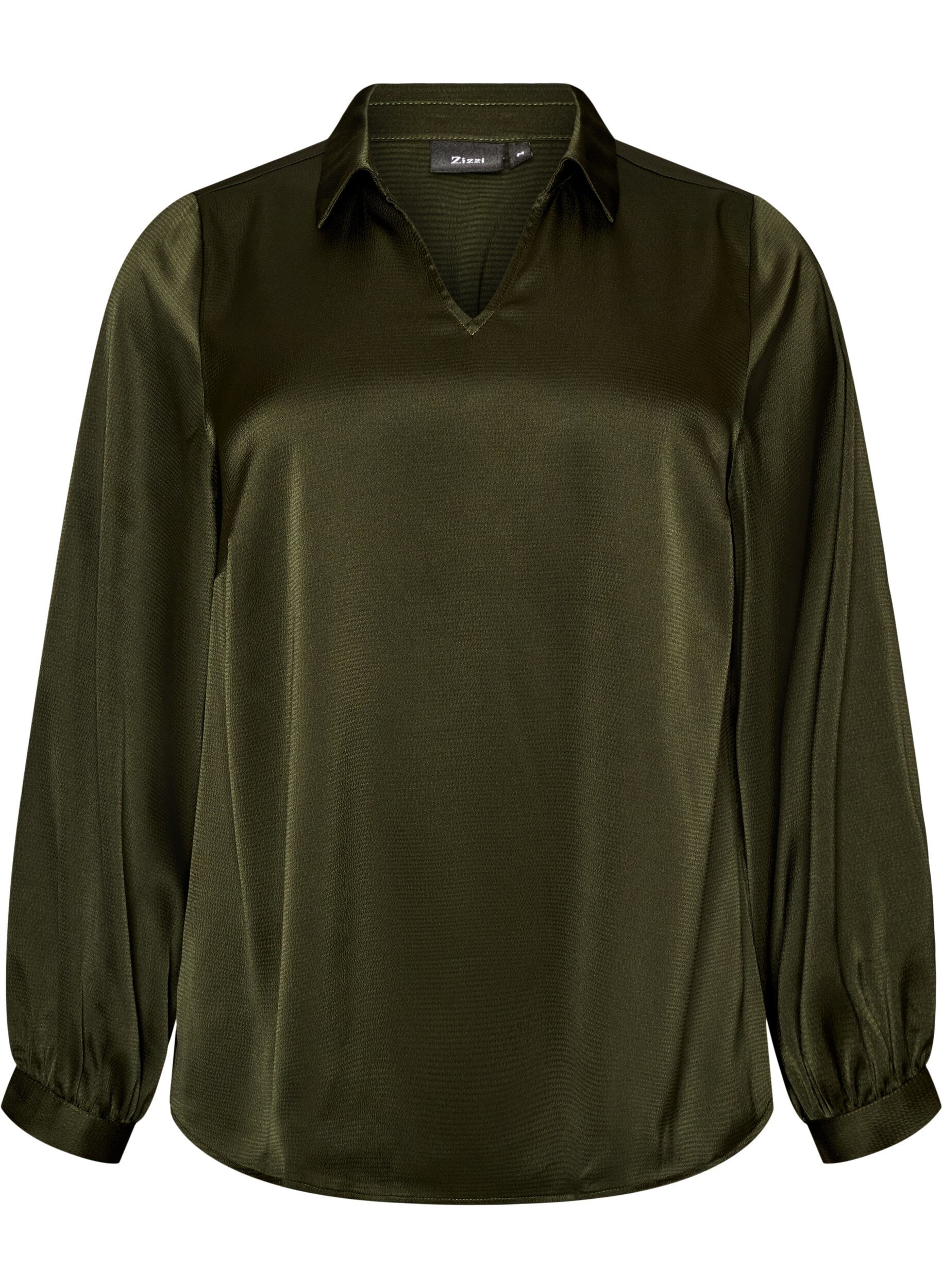 Blouse met overhemdkraag en V-hals