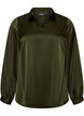Blouse met overhemdkraag en V-hals, Groen, Packshot image number 0