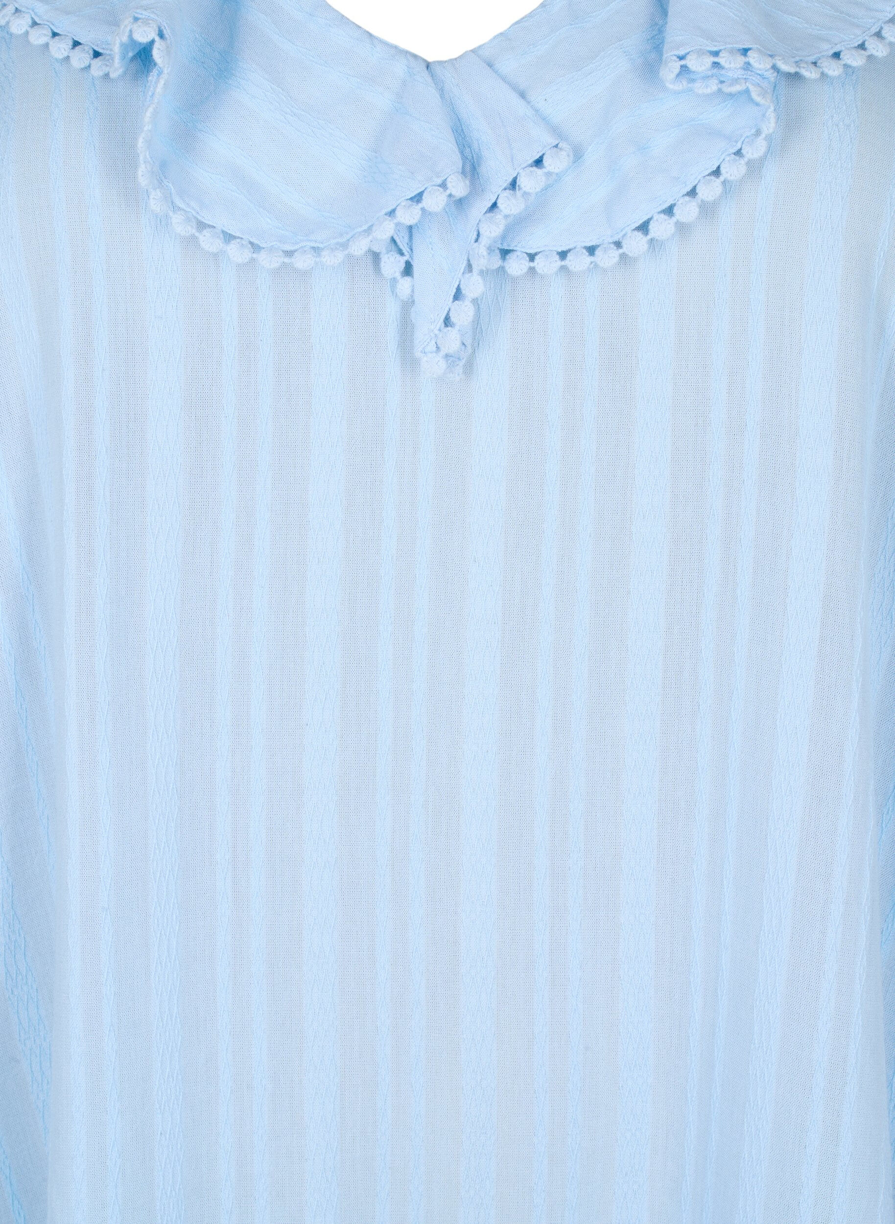 ZizziKatoen-viscosemix jurk met 3/4 mouwen, Chambray Blue, Packshot image number 2