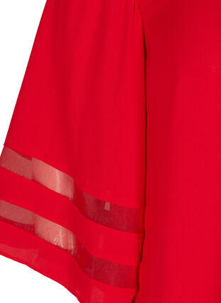 Effen top met 3/4 mouwen en v-hals, Haute Red, Packshot image number 2
