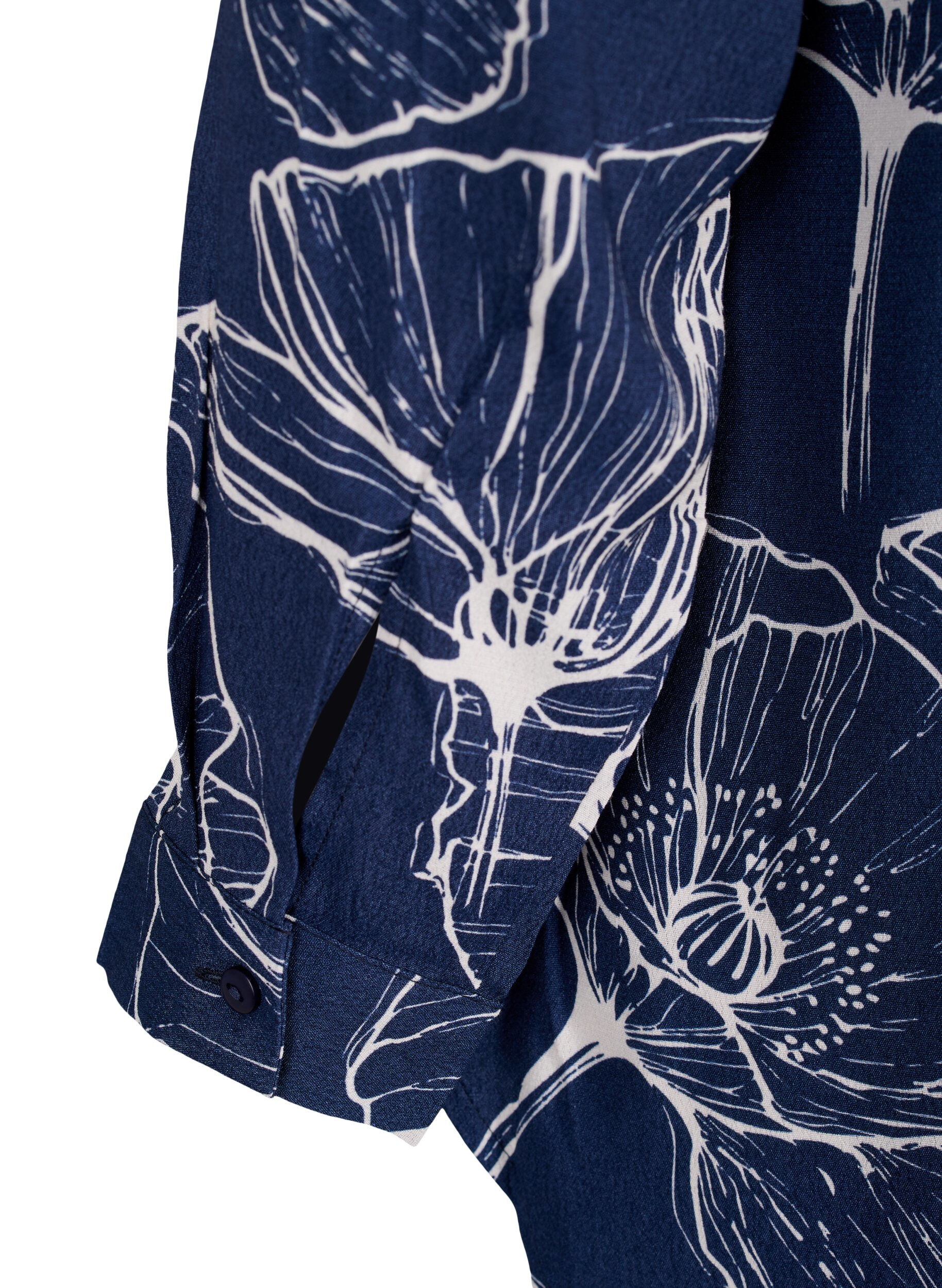 ZizziViscose overhemd met bloemenprint en lange mouwen, Navy B./Big Fl.AOP, Packshot image number 3