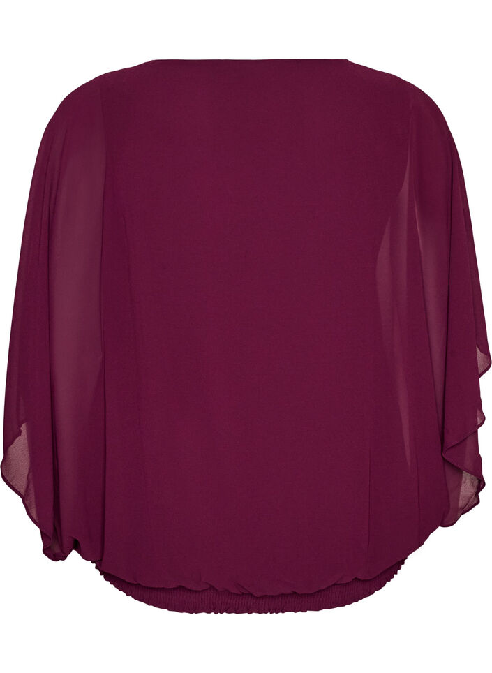 Blouse en mousseline avec effet ballon, Violet, Packshot image number 1