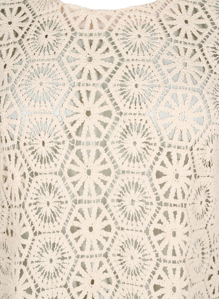 Haakblouse met korte mouwen, Beige, Packshot image number 2