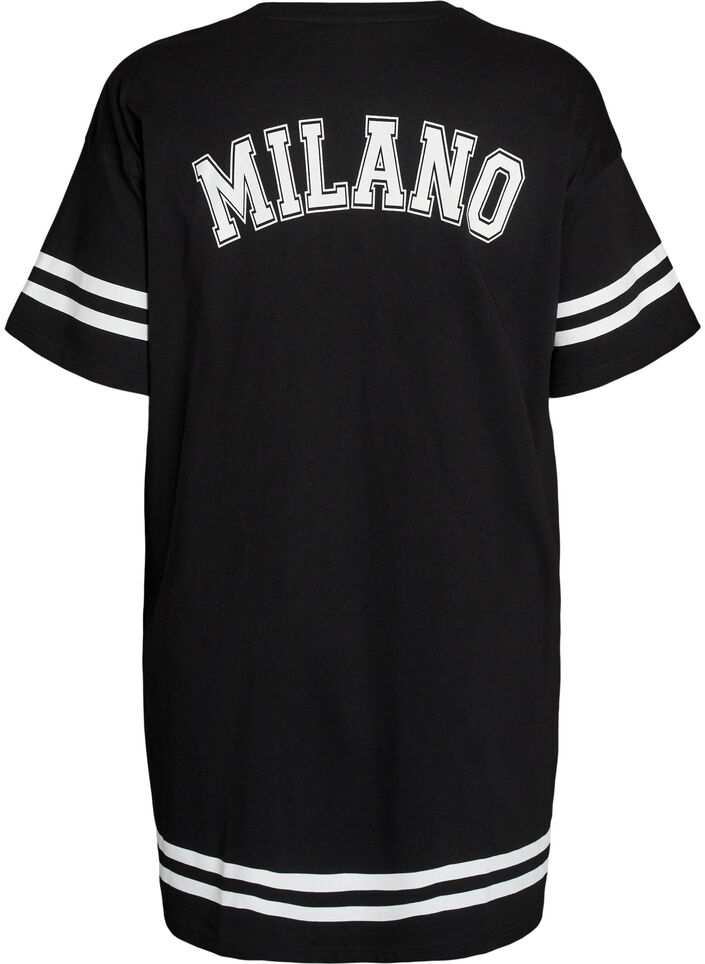 Robe T-shirt courte avec d&eacute;tails sport, Noir, Packshot image number 1