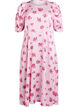 Midi-jurk met bloemen en pofmouwen, Roze, Packshot image number 0