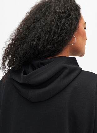 Robe sweat à manches courtes en mélange de modal, Black, Model image number 2