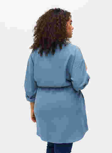 Blouse jas met lange mouwen, koordsluiting en zakken, Blue Shadow, Model image number 1